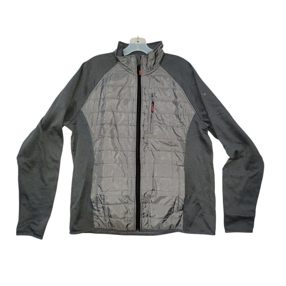 Orvis Jacket Men Large Gray Mixed Media Performance Quilted Full Zip Lightweight
